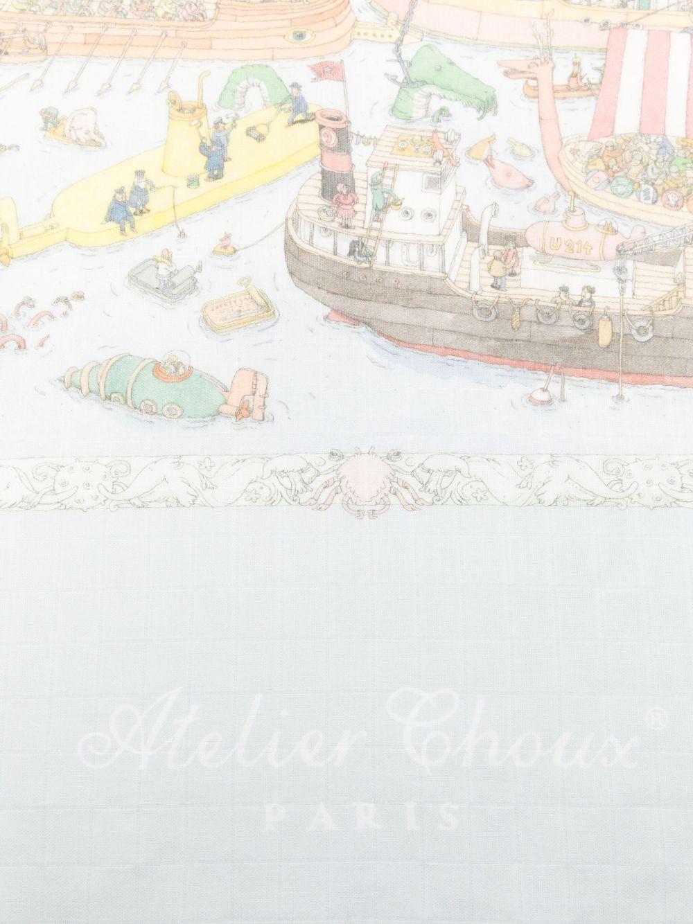 Coperta per neonati Atelier Choux azzurro con stampa grafica CA-CQ-OCA C-U ATELIER CHOUX PARIS 