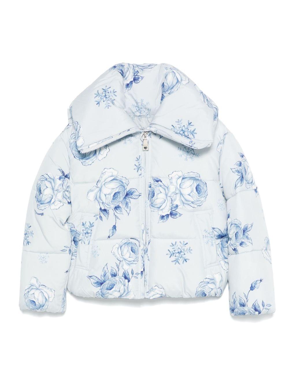 Piumino per bambina Monnalisa bianco con stampa floreale 19D104 4027 5256 MONNALISA 