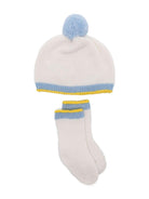 Set berretto e calzini per neonato Gensami kids bianco lavorato a maglia BOX01-B-WS BIANCO/AZZURRO GENSAMI 