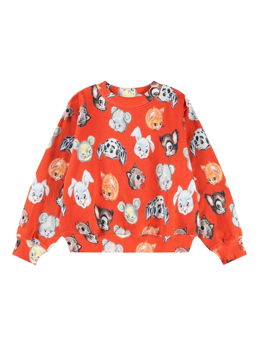 Felpa per bambina Molo Marge rosso con stampa grafica all-over 2W25J202 8201 MOLO 