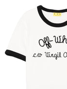 T-shirt Ringer per bambina Off-White Kids bianco con scollo rotondo OGAA01AS25JER001 0110 OFF WHITE KIDS 