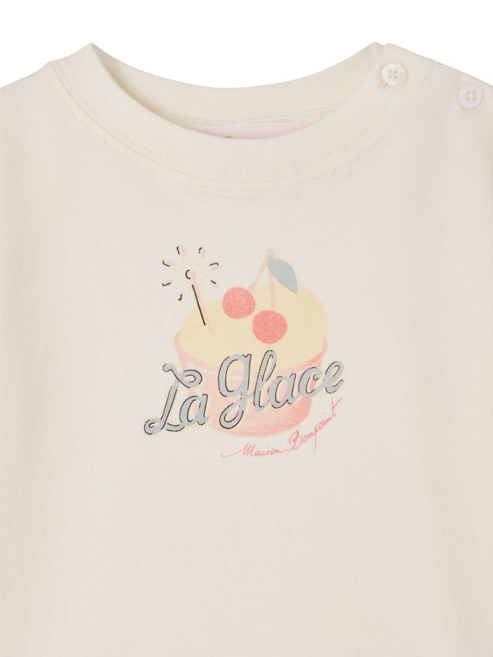 T-shirt per neonata Bonpoint Dom bianco con stampa sul davanti S05XTSK00012 104 BONPOINT 