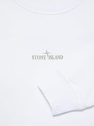 Felpa per bambino Stone Island Junior bianco girocollo con stampa con logo K1S166100018S0131 V0001 STONE ISLAND JUNIOR 