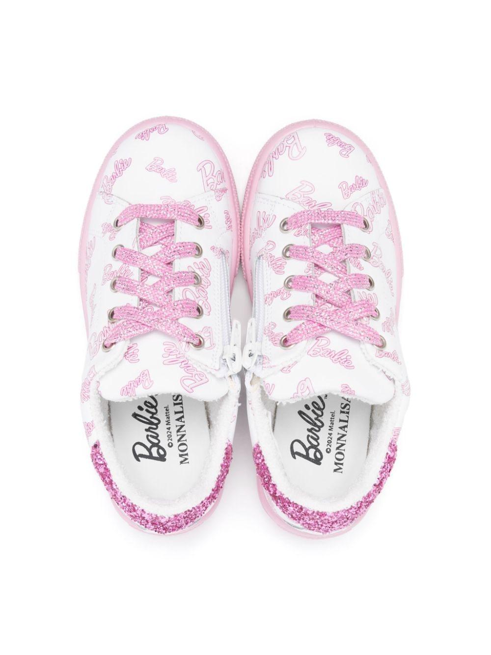 Sneakers per bambina Monnalisa x Barbie bianco con fondo rosa 8CD020 4F34 0193 MONNALISA 