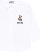 Camicia per neonato Moschino Kids bianca con Teddy Bear ricamato sul davanti MUC01NLNE06 10101 MOSCHINO KIDS 