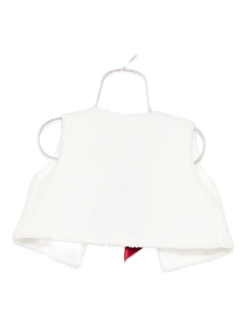 Gilet per neonata La Stupenderia bianco con dettaglio fiocco rosso 1TCGL22 W20 LA STUPENDERIA 