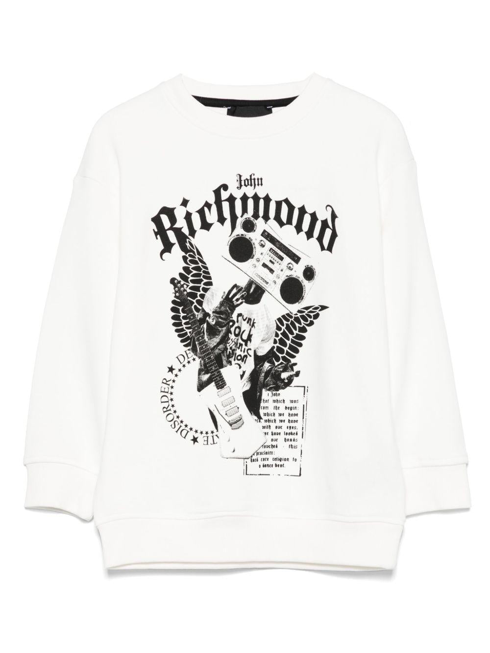Felpa per bambino John Richmond Junior bianco con stampa logo RBP25054FE OFF-WHITE JOHN RICHMOND JUNIOR 
