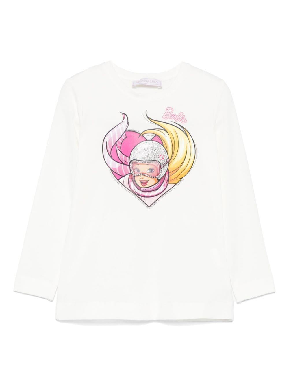T-shirt per bambina Monnalisa x Barbie bianca con motivo a cuore 19D646 4006 0001 MONNALISA 