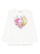 T-shirt per bambina Monnalisa x Barbie bianca con motivo a cuore 19D646 4006 0001 MONNALISA 