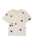 T-shirt per bambina Bonpoint Thida beige con stampa sul davanti P05GTSK00001 104 BONPOINT 