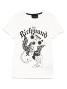 T-shirt per bambino John Richmond Junior bianco con stampa grafica e targhetta con logo RBP25058TS OFF-WHITE JOHN RICHMOND JUNIOR 