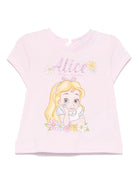 T-shirt per neonata Monnalisa rosa con stampa Alice x Disney 39E610 5002 0090 MONNALISA 