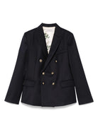 Blazer doppiopetto per bambino Golden Goose Kids blu con polsini con bottini GKP01392P001922 50501 GOLDEN GOOSE KIDS 