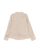 Camicia per bambino Trussardi Junior beige con stampa sul fondo e falsatura frontale con abbottonatura TBP25103CA BEIGE MOICA TRUSSARDI JUNIOR 
