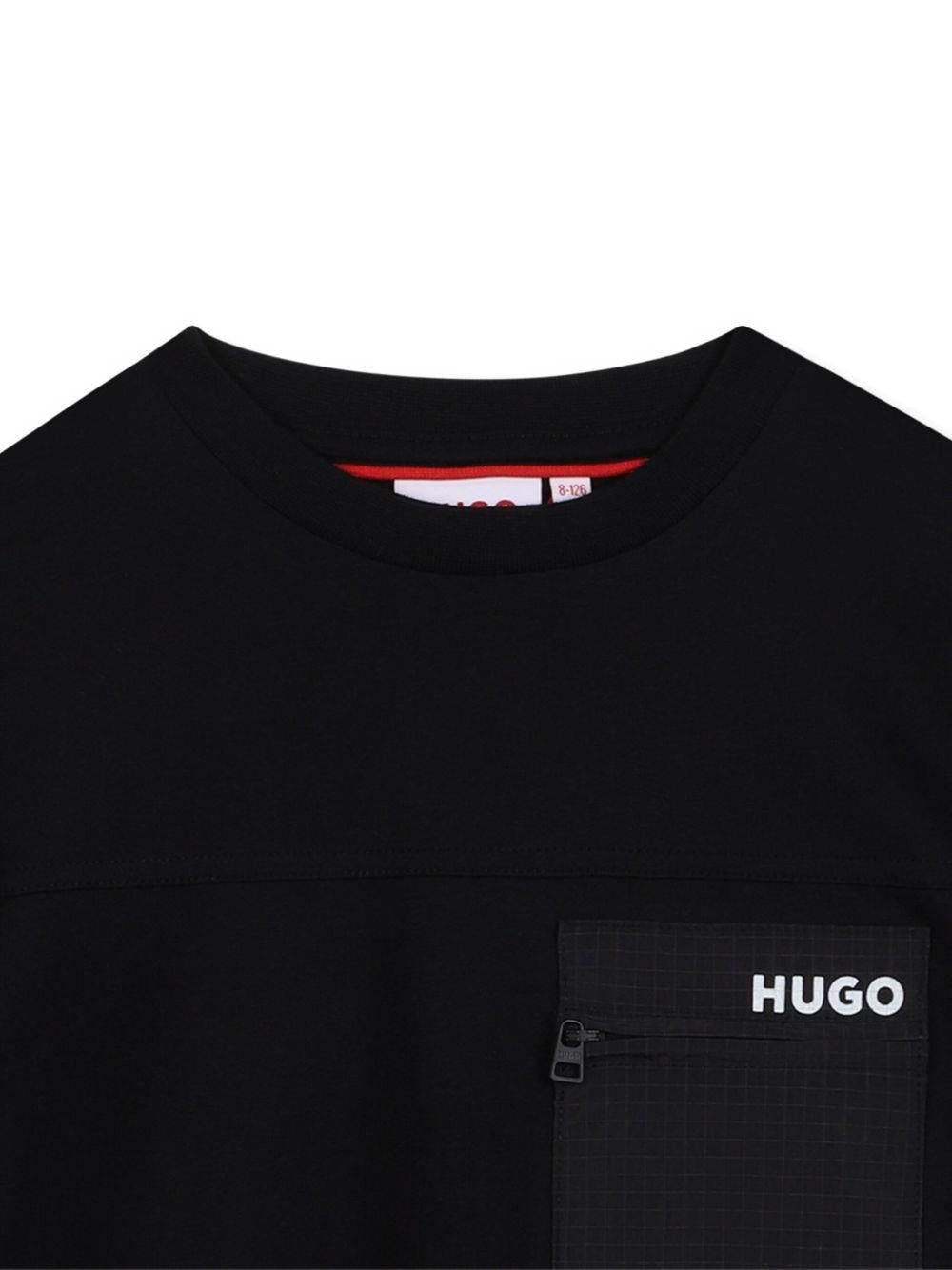 T-shirt per bambino Hugo Kids nera con tasca sul petto G00441 09B Hugo 