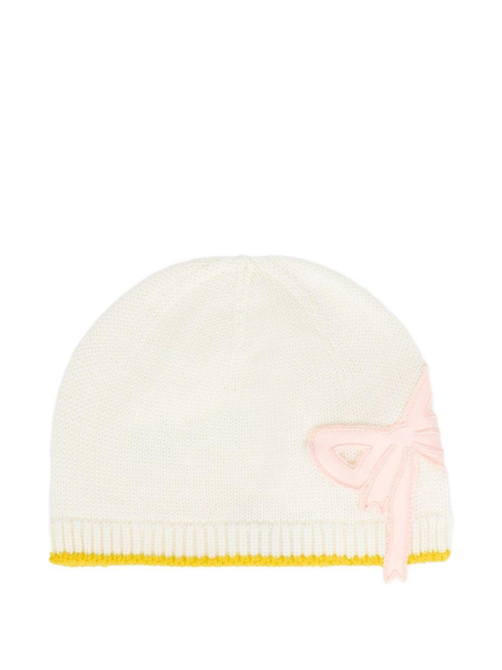 Berretto per neonata Gensami Kids bianco con fiocco applicato CAP-FIOCCOT-WE OFF WHITE GENSAMI 