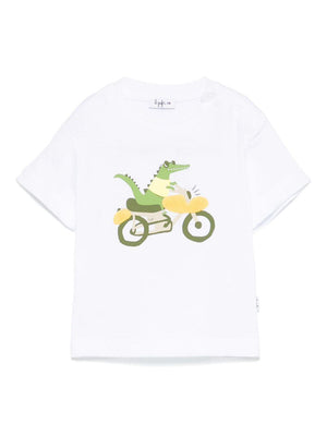 White Owl Print T-shirt for newborns with straight hem