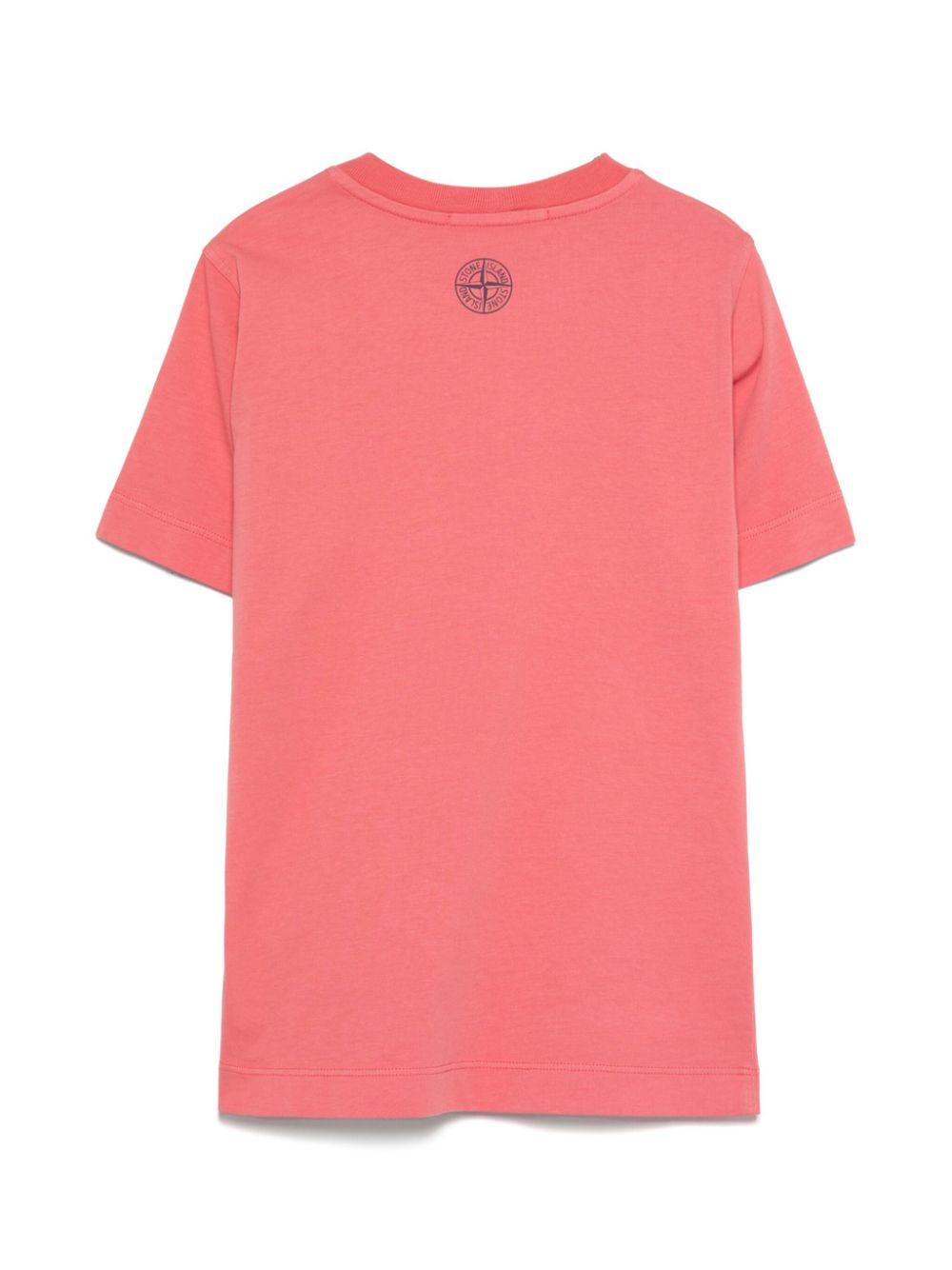 T-shirt con stampa per bambino Stone Island Junior rosso con orlo dritto K1S162100010S0150 V0089 STONE ISLAND JUNIOR 