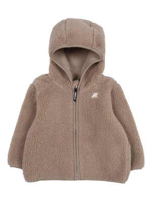 K Way Kids Beige Faux Fur Coat for Babies with Teddy Hood