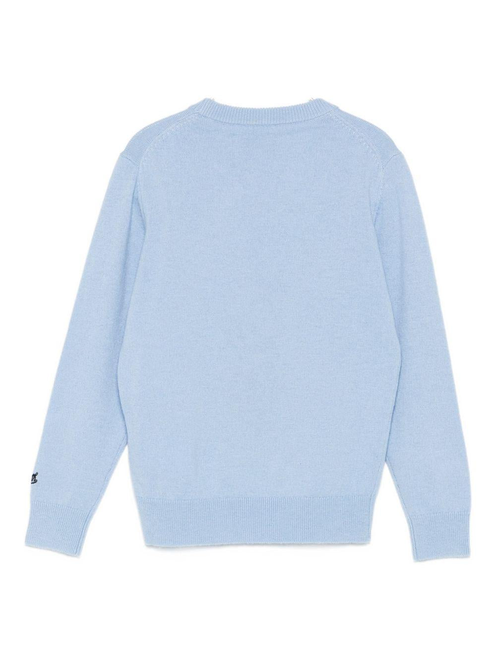 Maglione per bambino MC2 Saint Barth Kids azzurro con ricamo Snoopy e pizza DOU0001 01673I MC2 ST. BARTH KIDS 