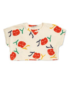 T-shirt per bambina Bobo Choses Smiling Joy beige con design crop B125AC021 199 BOBO CHOSES 