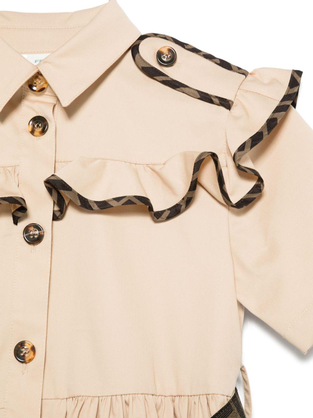Abito junior in gabardina stretch per bambina Fendi Kids beige con apertura a bottoncini JFB734 ADEH F1P2P FENDI KIDS 