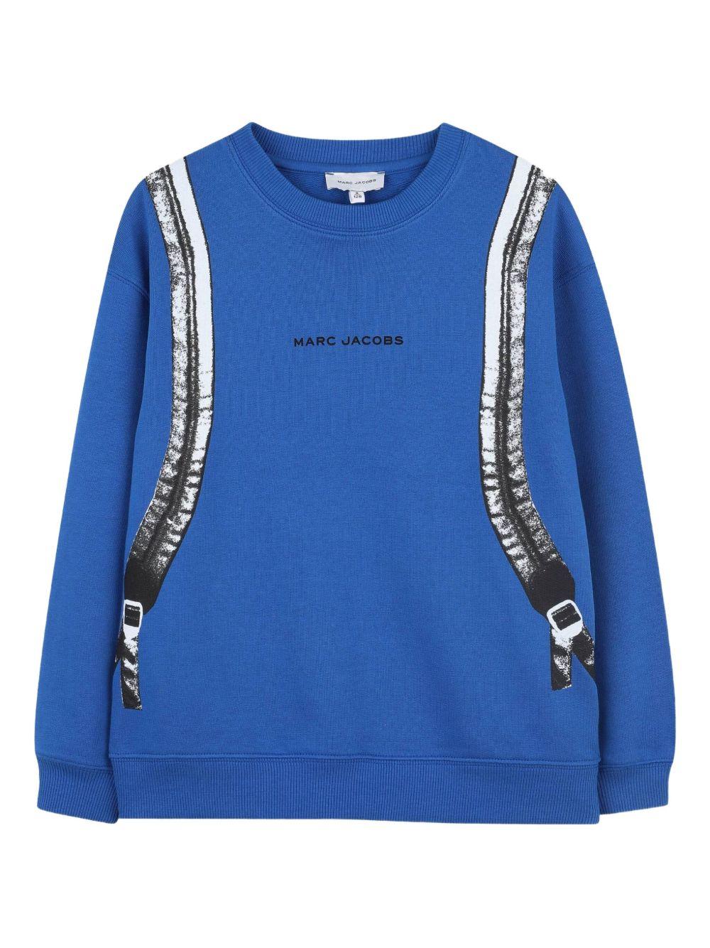 Felpa per bambino Marc Jacobs Kids blu con stampa grafica zaino W60698 872 THE MARC JACOBS KIDS 