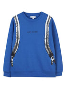 Felpa per bambino Marc Jacobs Kids blu con stampa grafica zaino W60698 872 THE MARC JACOBS KIDS 