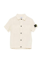 Camicia per bambino Stone Island Junior beige a maniche corte L1S161100001S0145 V0097 STONE ISLAND JUNIOR 