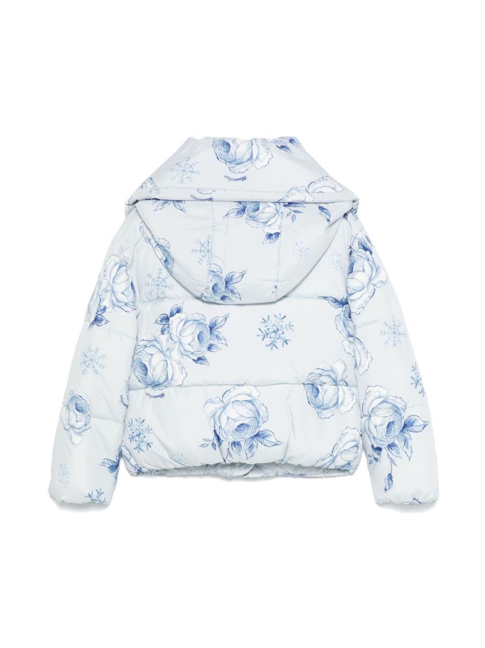 Piumino per bambina Monnalisa bianco con stampa floreale 19D104 4027 5256 MONNALISA 