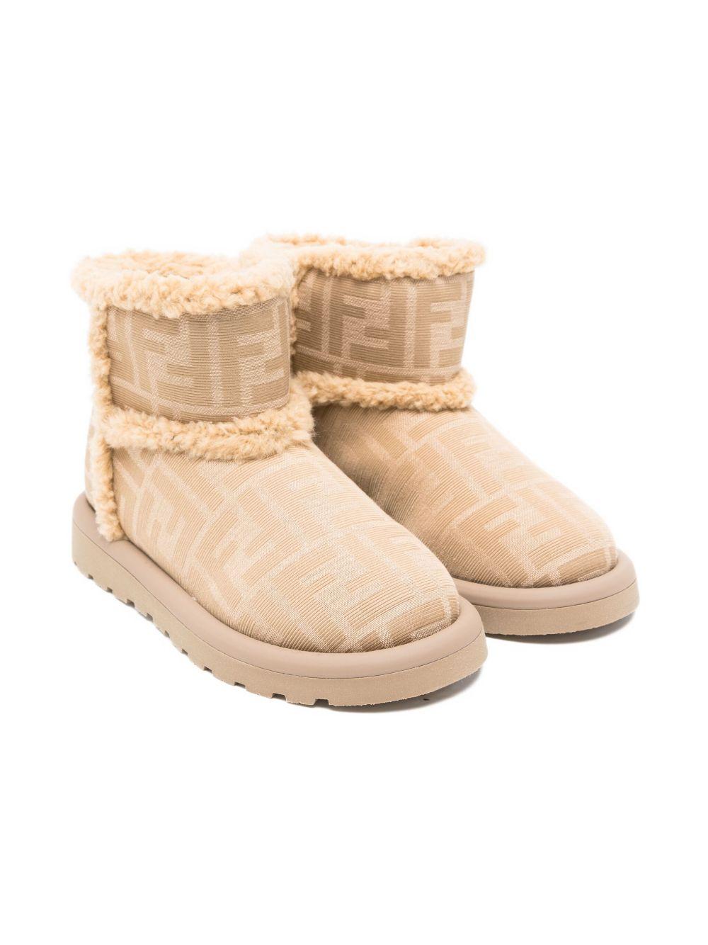 Stivali per bambina Fendi Kids beige con stampa logo FF all-over JMR538 AJZX F1TPX FENDI KIDS 