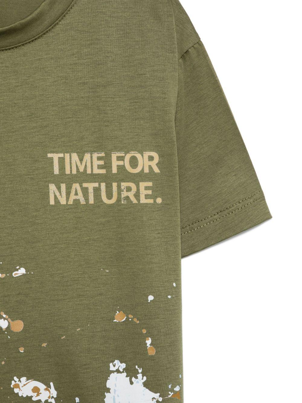 T-shirt per bambino Paolo Pecora Kids verde con stampa grafica PP4071 OLIVA PAOLO PECORA KIDS 
