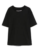 T-shirt con ricamo per bambino Calvin Klein Kids nero con orlo dritto IB0IB02353 BEH CALVIN KLEIN KIDS 