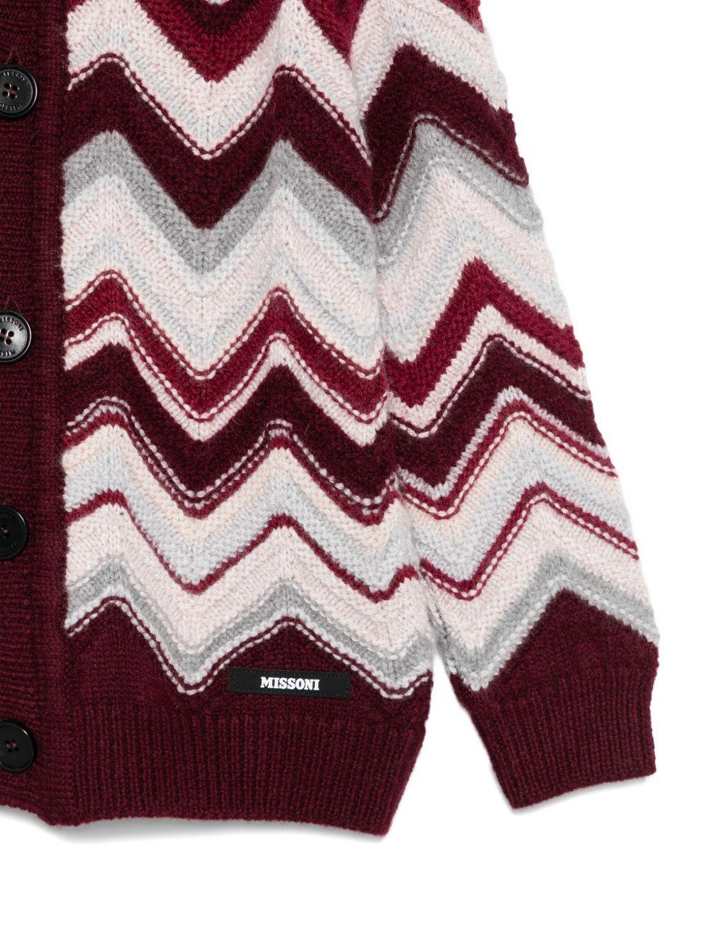 Cardigan per bambino Missoni Kids rosso con motivo a zigzag MX2P70 W0078 998 MISSONI KIDS 