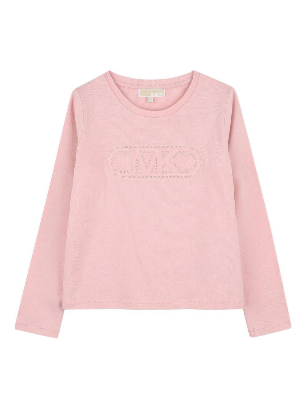 T-shirt per bambina Michael Kors Kids rosa con ricamo logo R30493 45R MICHAEL KORS KIDS 