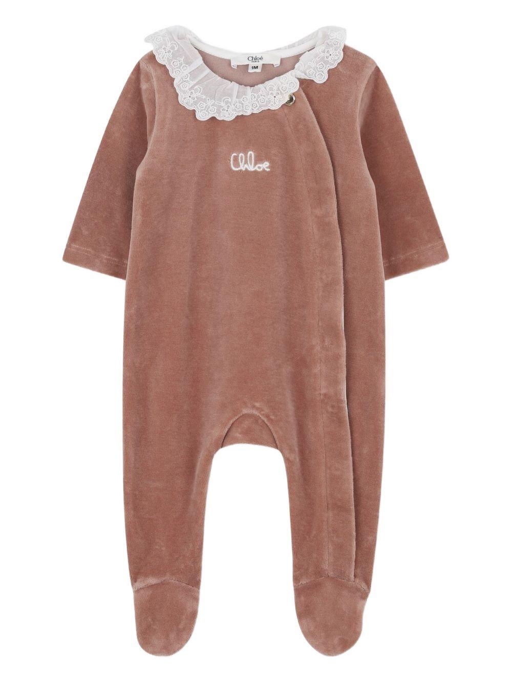 Tutina per neonata Chloé Kids rosa con colletto in pizzo C20775 N02 CHLOE' KIDS 