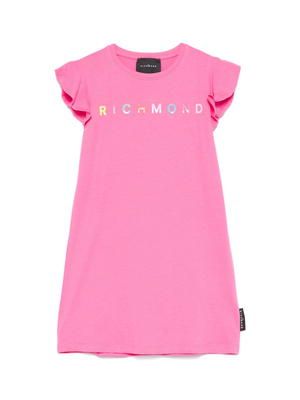 John Richmond Junior fuchsia dress for girls with rubberized logo