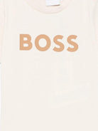 T-shirt per neonato Boss Kids beige con stampa con logo J52712 21C BOSS KIDS 