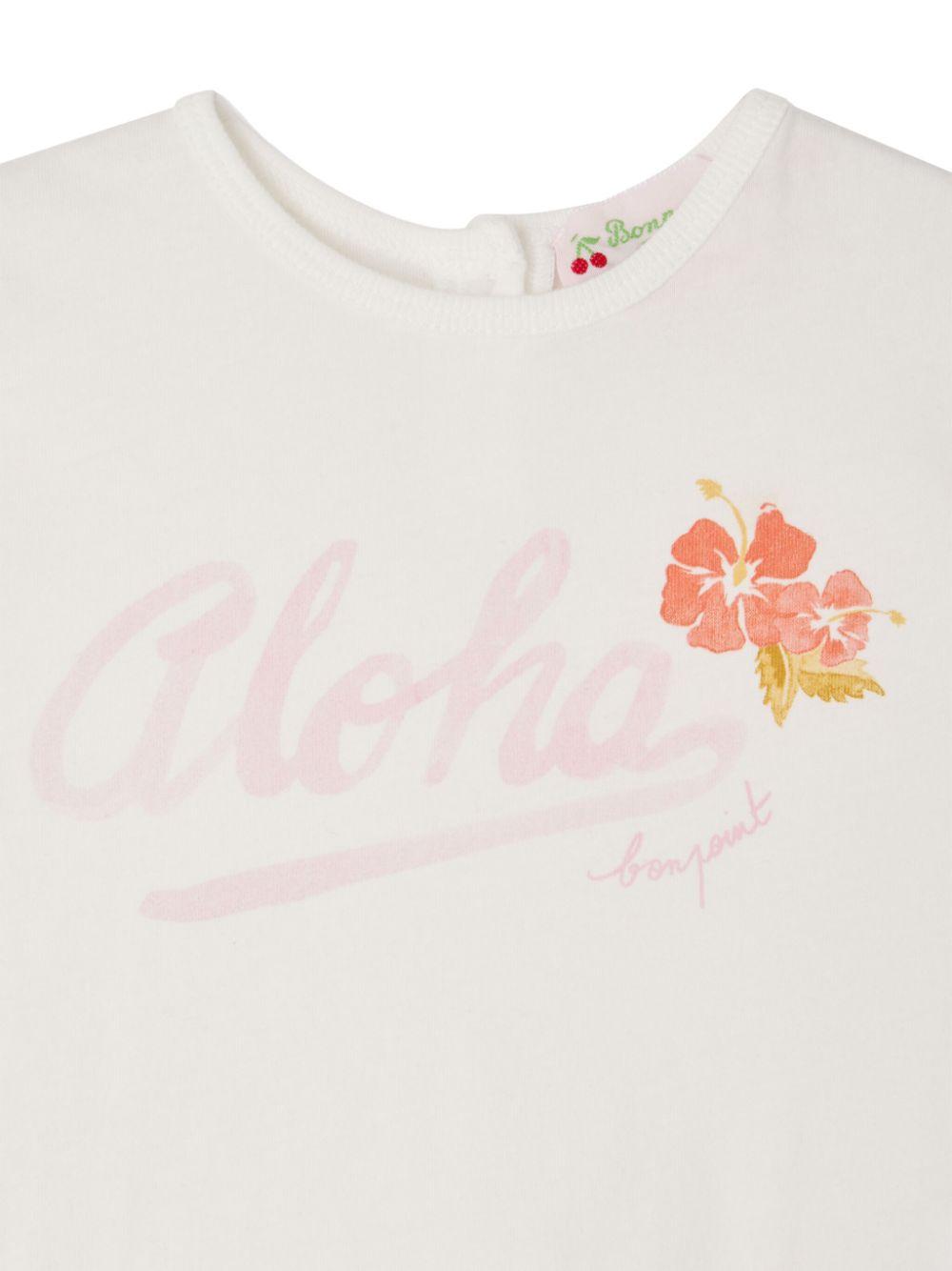 T-shirt per neonata Bonpoint Cira bianco con stampa con testo C05XTSK00002 102 BONPOINT 