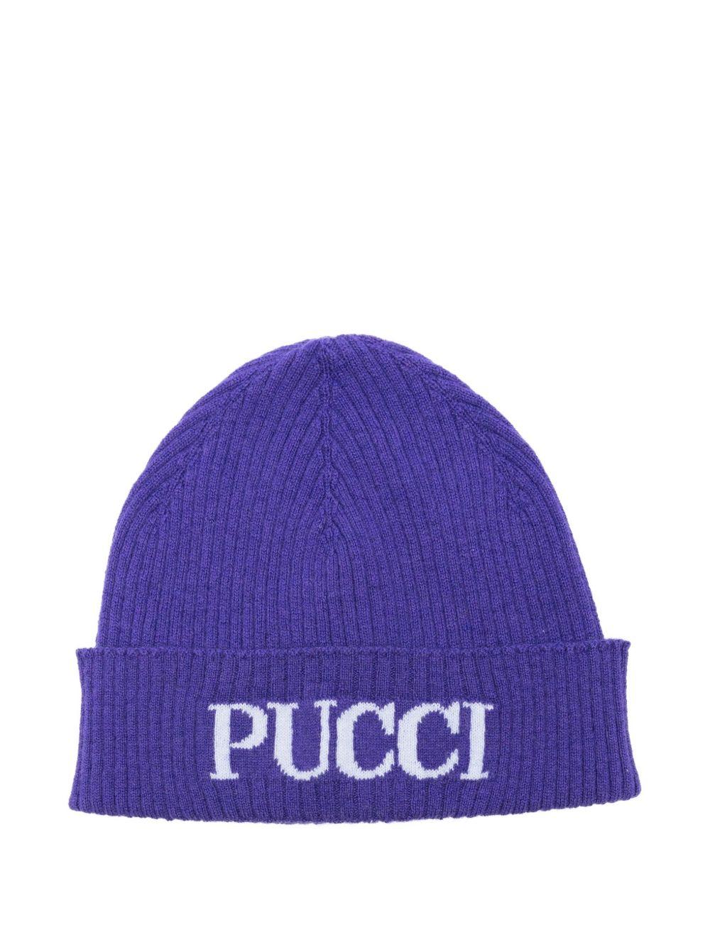 Berretto per bambina Emilio Pucci Junior viola con logo PX0A27 Z2362 529 EMILIO PUCCI JUNIOR 