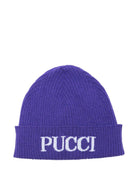 Berretto per bambina Emilio Pucci Junior viola con logo PX0A27 Z2362 529 EMILIO PUCCI JUNIOR 