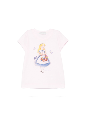 Alice x Disney Monnalisa Pink T-Shirt for Girls with Straight Hem