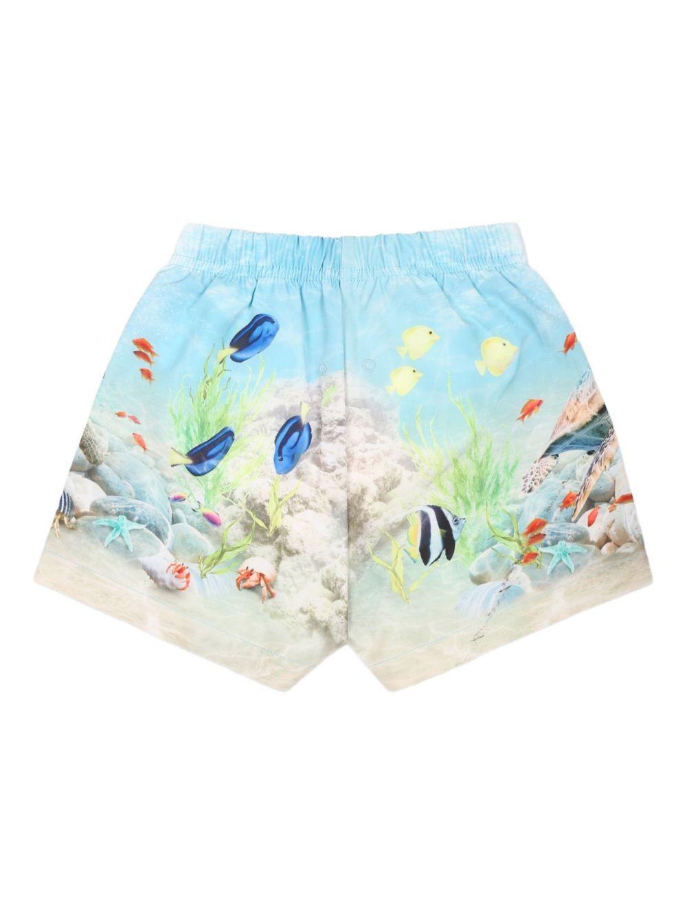 Costume da bagno per neonato Molo azzurro con stampa grafica e vita elasticizzata 8S25P612 3808 MOLO 
