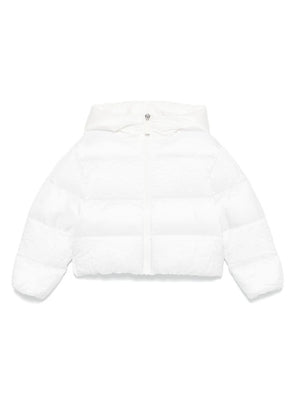 Giubbino con ricamo per bambina Moschino Kids bianco con design imbottito