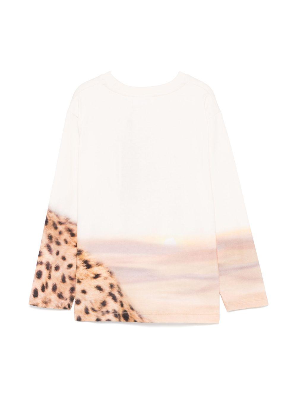 T-shirt per bambino Molo Rollo beige con stampa ghepardo 1S25A401 3819 MOLO 