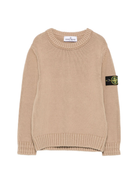 Maglione per bambino Stone Island Junior beige con applicazione con logo K2S165100019S01A2 V0095 STONE ISLAND JUNIOR 