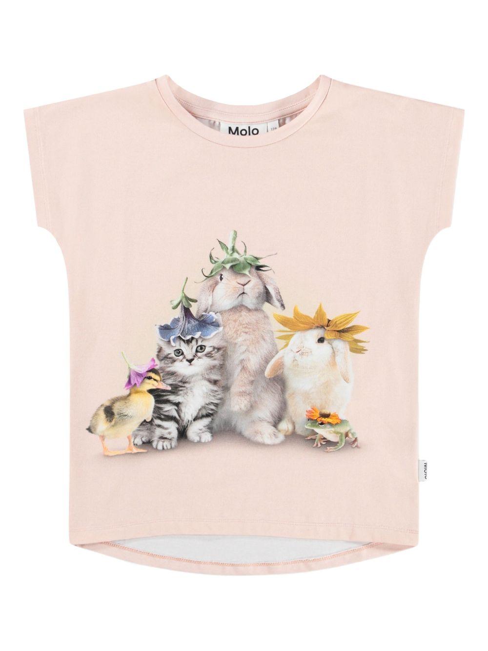 T-shirt Ragnhilde per bambina Molo rosa con stampa animali 2S26A212 5228 MOLO 