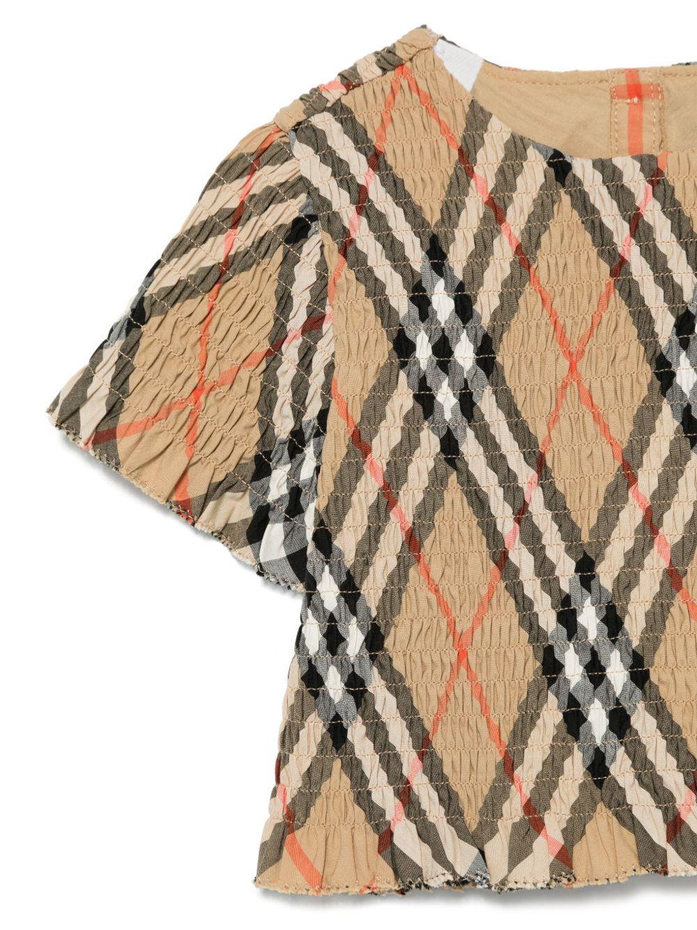 Blusa per neonata Burberry Kids Madeline beige con motivo Vintage Check 8100547 B9368 BURBERRY KIDS 