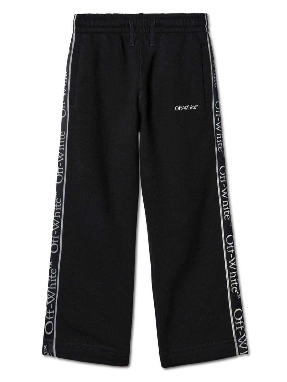 Pantaloni sportivi per bambino Off-White Kids neri Bookish Logo Band OBCH009F24FLE001 1001 OFF WHITE KIDS 
