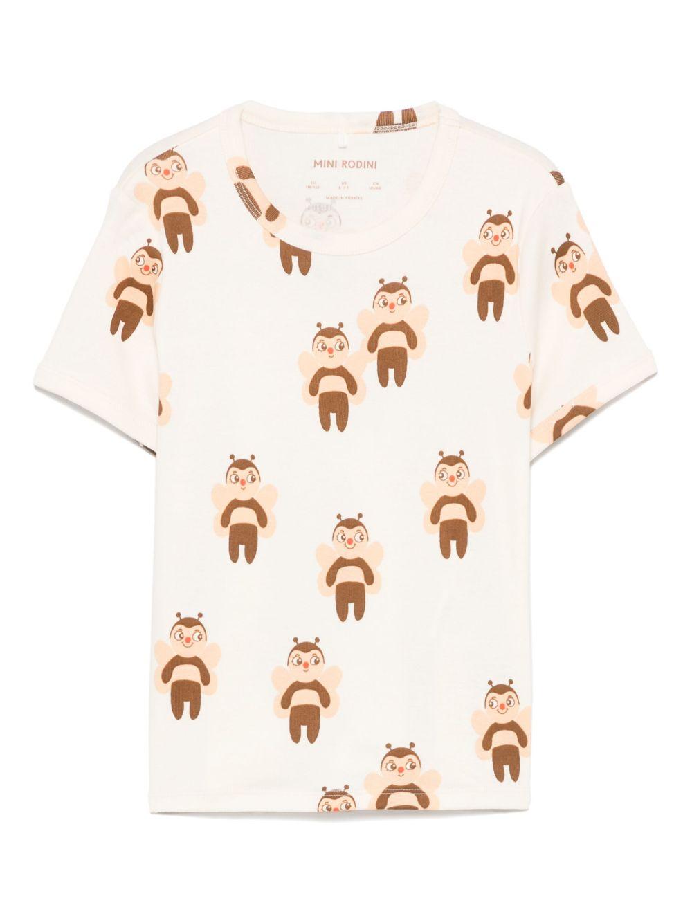 T-shirt per bambina Mini Rodini beige con stampa grafica 2562013911 OFF-WHITE MINI RODINI 